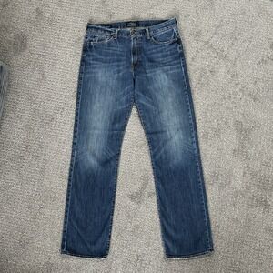 Lucky Brand 361 Vintage Straight Jeans ~ Men's 33x34 ~ Dark Wash Whiskered EUC